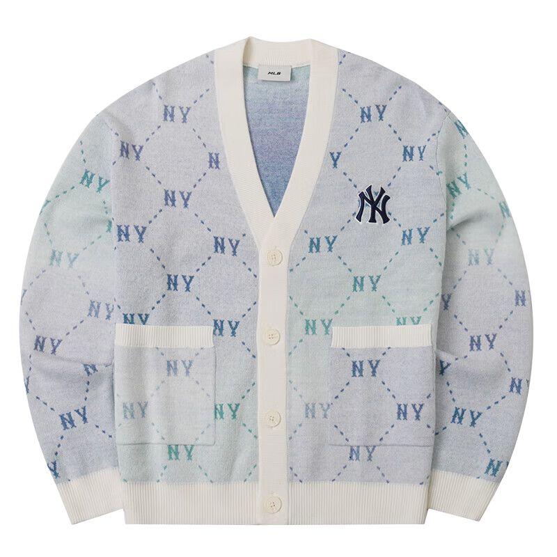 New MLB New York Yankees Gradation Dia Monogram Knitwear Unisex Cream 3AKCM0244-50CRS