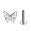 1PC G23 Titanium Labret Stud Internal Thread Ear Studs Flatback Butterfly Horse's Eye Zircon Tragus Cartilage Piercing Jewelry
