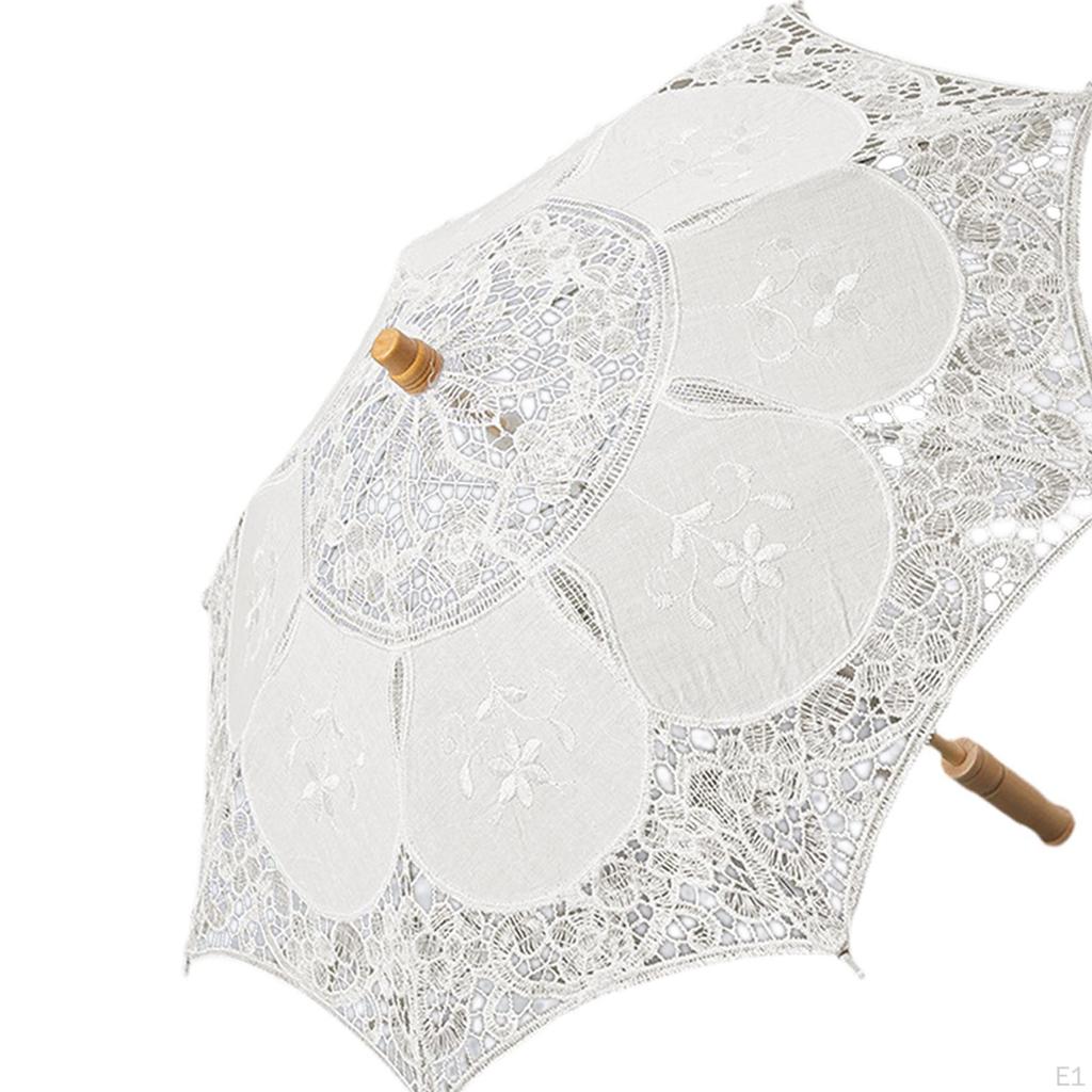 Lace Wedding Umbrella Photo Prop Wooden Handle Creative Lightweight Costume Accessory Bridal