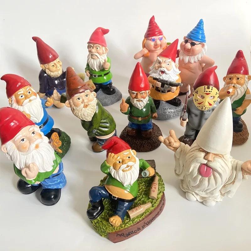 Christmas Gift Ornament Garden Ornament Dwarf Resin Crafts Cartoon Dwarf Statue White Beard Old Man