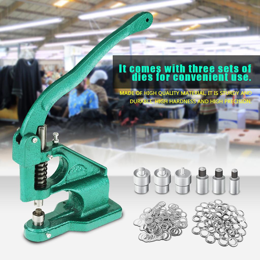 1pc Hand Press Grommet Eyelet Machine with 3 Dies & 1500pcs Grommets 6 10 12mm