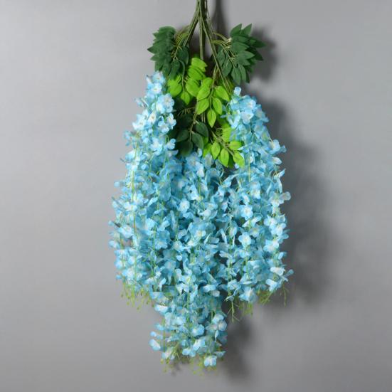 Artificial Wisteria Flower Hanging Garland Faux Silk Hanging Flower Strings Fake Wisteria Flower Vine for Wedding Garden Background Decor