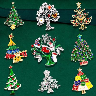 Europäische & Amerikanische Mode Weihnachtsbaum Brosche: Neujahrsschmuck & Kleiderdekorationszubehör für Frauen