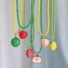 Girls Layering Glass Bead Necklace Fruit Inspired Jewelry Stackable Design Lightweight Gift Choice