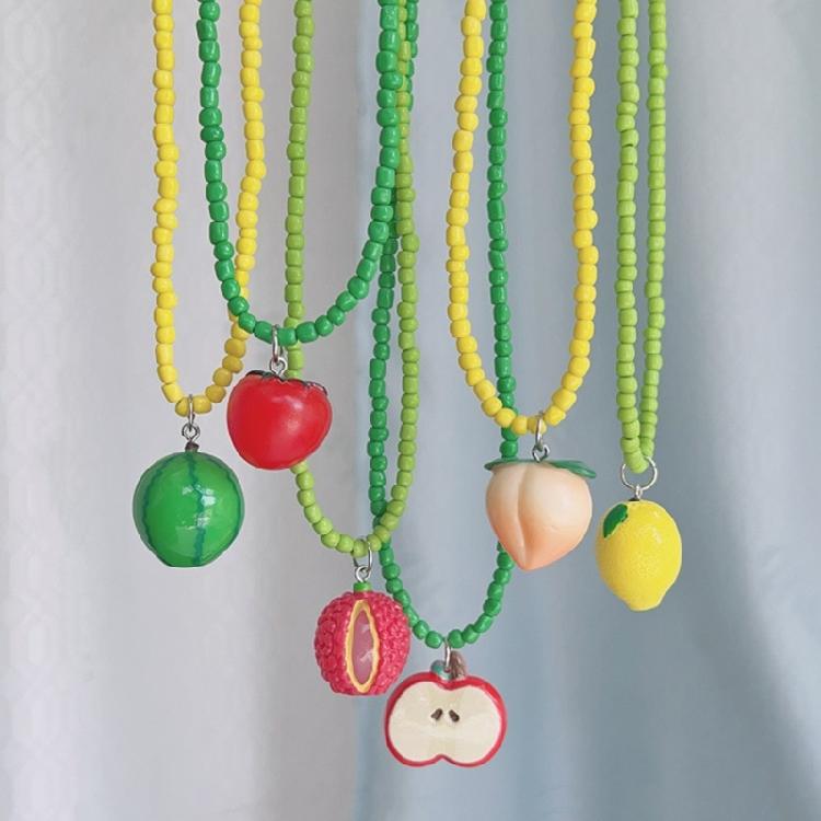 Girls Layering Glass Bead Necklace Fruit Inspired Jewelry Stackable Design Lightweight Gift Choice