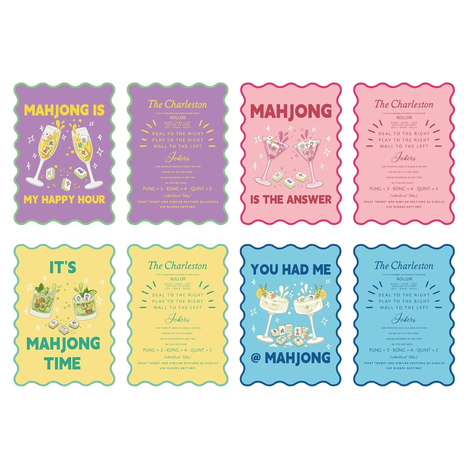 

4 Piece Mahjong Shuffling Card Set with Printed Game Rules and Themed Sayings for Party Supplies and Mahjong Accessories one size красный