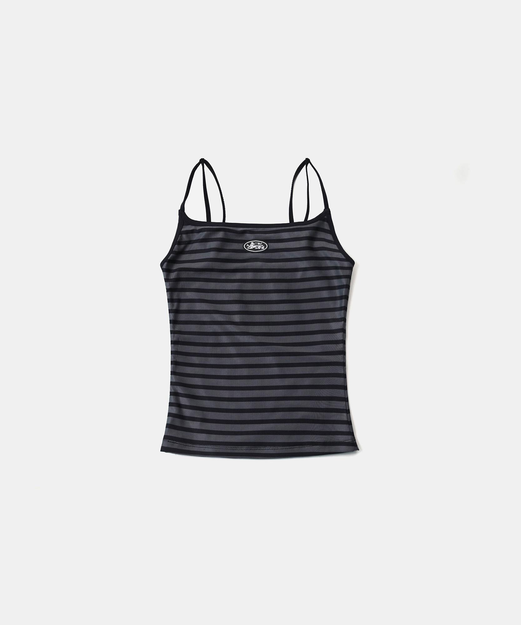 Bad Blood [Aqua] Tiny Logo String Tank - Black/Stripe S