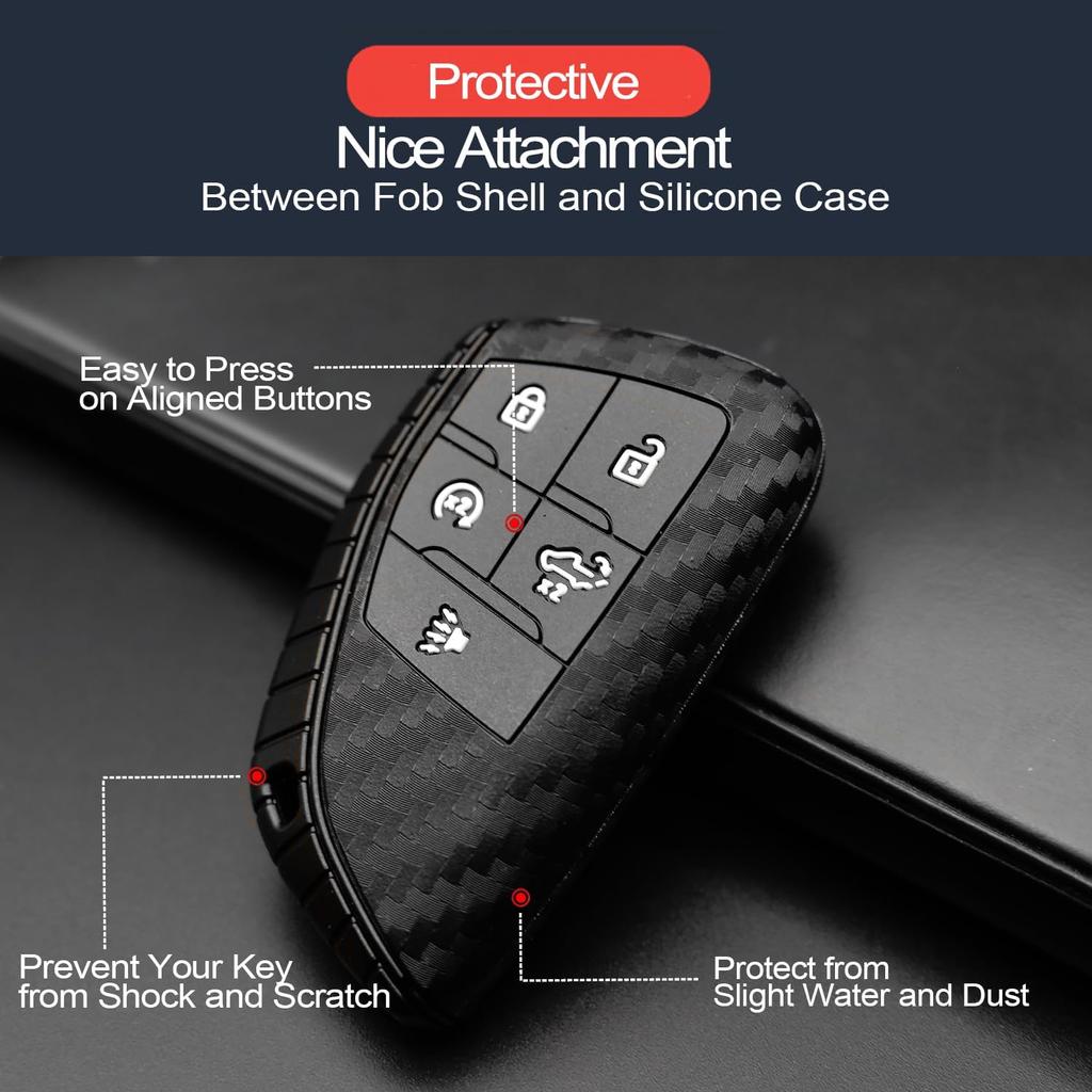 2pcs Compatible with Chevy GMC Key Fob Cover Case Key Chain fit for Chevrolet Chevy Silverado 1500 2500 3500 HD EV GMC Sierra 1500 2500 3500 HD