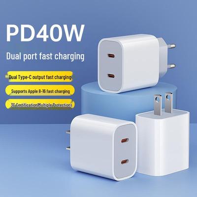 PD40W Dual USB-C Fast Charger for Apple Devices - US/EU Standard, Dual Port