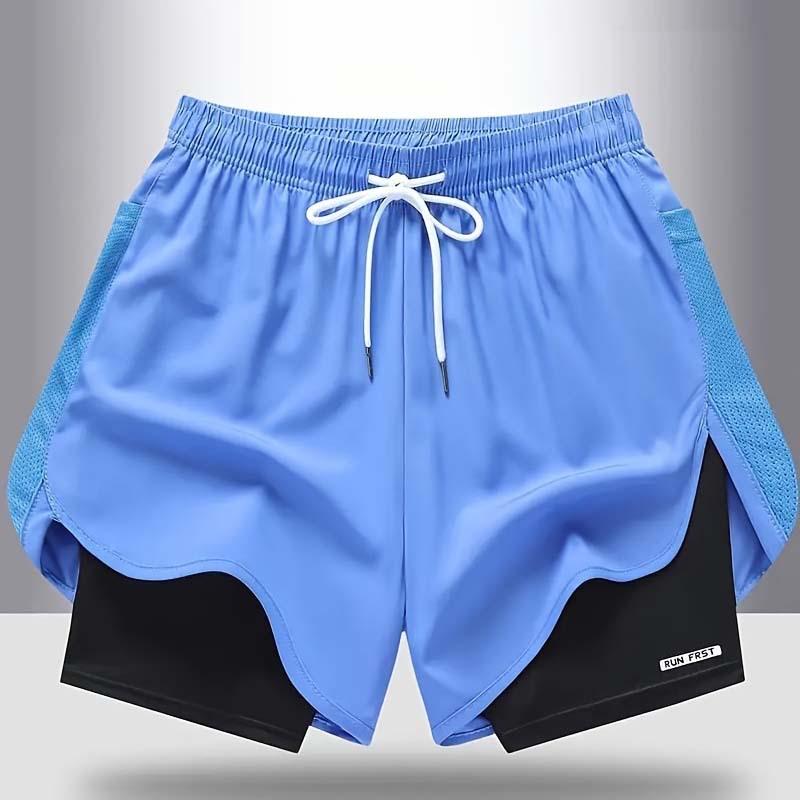 Women's Summer Quick-Dry Breathable Yoga Shorts with Faux Two-Piece Design