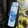 1PC Blue Butterfly Embroidery Style Print 750ml Color Plastic Sports Water Bottle Leakproof Flip Straw Lid Suitable for Sports Office Home Use