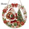 Religiöse Feiertagsdekorationen Weihnachten Perlmuttmalerei Sonnenfänger-Set, 3D Krippe/Weihnachtsmann/Vogel/Baum Festliche Heimdeko Akzente Perlen