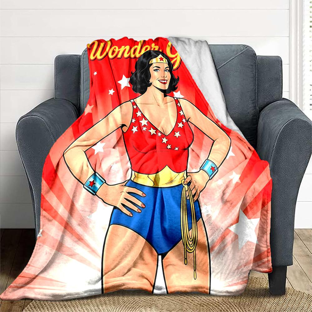 

1pc Wonder Girl, superhero Flannel Throw Blanket Soft, Warm & Cozy for Couch, Bed, Office, and Travel Versatile All Season Gift, Christmas present 80x120cm