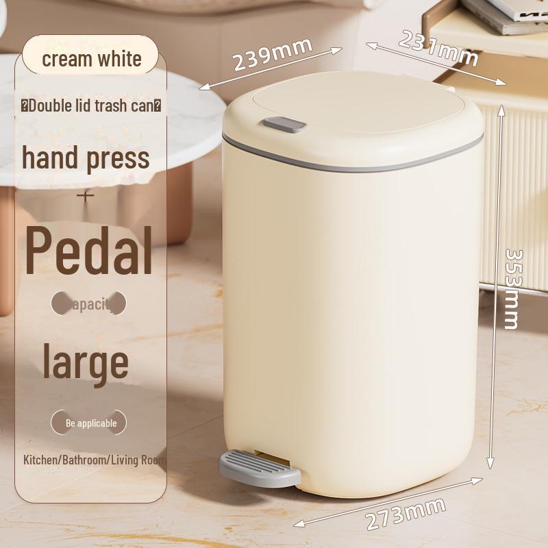 

«Современный мусорный бак с педалью двойного открывания: Стильная мусорная корзина с откидной крышкой для дома и спальни. Small