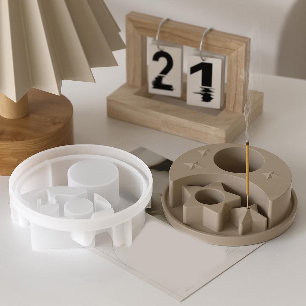 Flexible Silicone Mould for Creating Unique Star and Moon Candle Stand Designs for Handmade Gifts and Home Accent