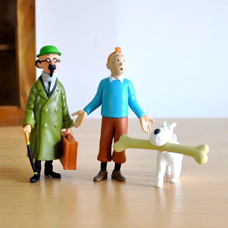 Haute Qualité Les Aventures De Tintin Et Milou Lot de 6 Pièces/Ensemble Figurine 8,5-4,5 cm Figurine Les Aventures de Tintin Poupées d'Animation Classiques Collection