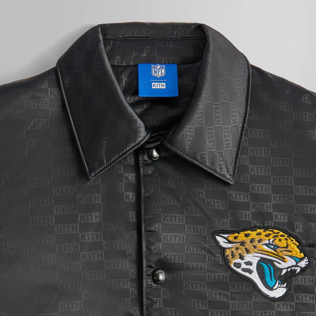 Kith For The NFL: Jaguars Satin Bomber Jacket Black Unisex Outerwear KHM010452-001