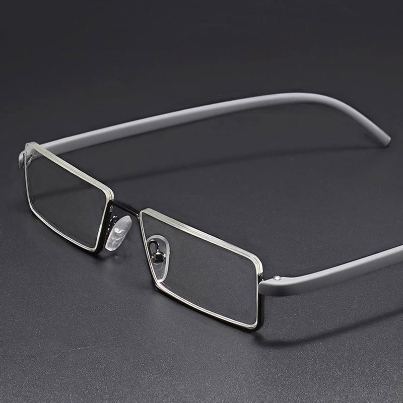 Men Women Metal Blue Light Blocking Reading Glasses With Case Half Frame Hd Prescription Eyewear Presbyopia Diopter