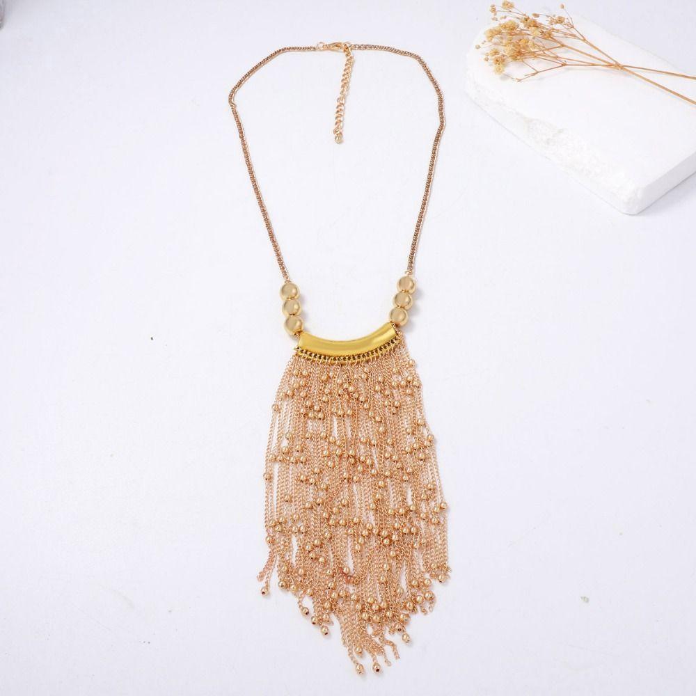 Exaggeration Tassel Long Necklace Tassel Bead Multi-layer Long Sweater Chain Jewelry Accessories Neckchain