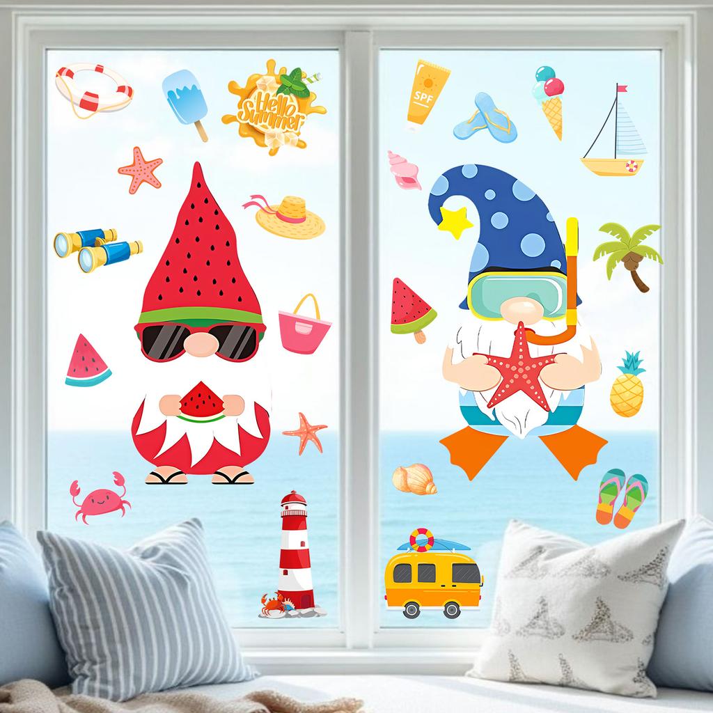Summer Watermelon Fairy Static Electricity Glass Sticker for Living Room, Bedroom and Study Window Decoration