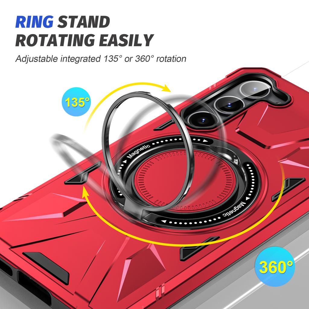 For Samsung Galaxy S25/S24 Magnetic Case TPU+PC Protective Cover with Ring Kickstand