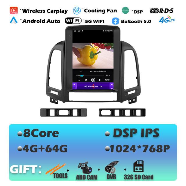 9.7'' For Hyundai Santa Fe 2 2006-2012 Carplay Android14 Car Radio Multimedia Video Player Navigaion Head Unit Stereo Audio