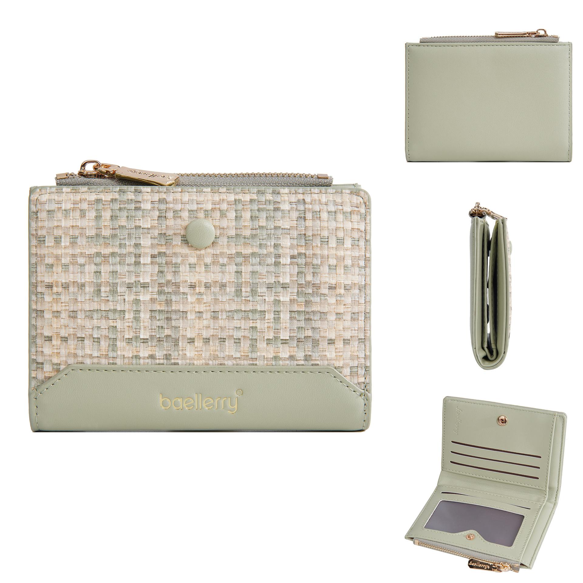 Женский короткий кошелек на молнии с постепенным изменением цвета плетеный change bag ins высококачественные женские модели one size зелёный 1300₽