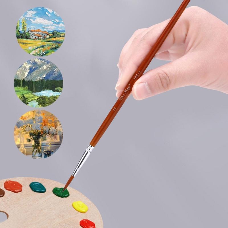 6 Stück Künstlerpinsel Aquarellpinsel für Öl Acryl Aquarell Gouache Malerei Nylonborsten Pinsel