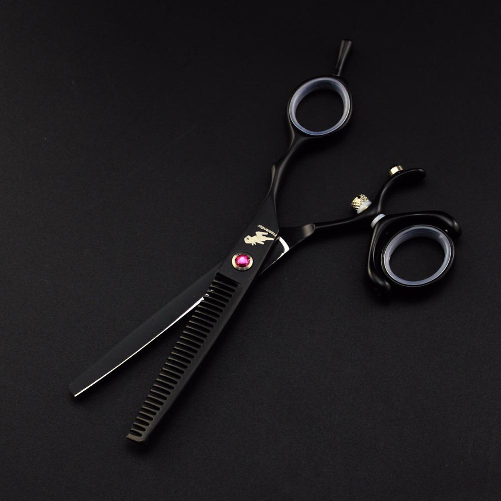 Freelander black, paint 6.0 inches, flying scissors, flat scissors, tooth scissors 360 degrees, rotating handle 4H Black tooth scissors