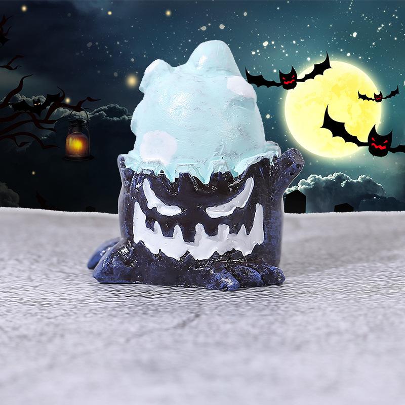 Y 12pcs/set Stump Monster Halloween Figurines Small Handcrafts Micro Landscape Ornaments Resin Stump Halloween DIY Decoration