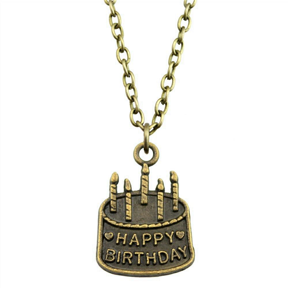 Collar de Cumpleaños Colgante de Pastel Para el Día de Navidad Joyería Estilo Boho Cadena de 43 cm