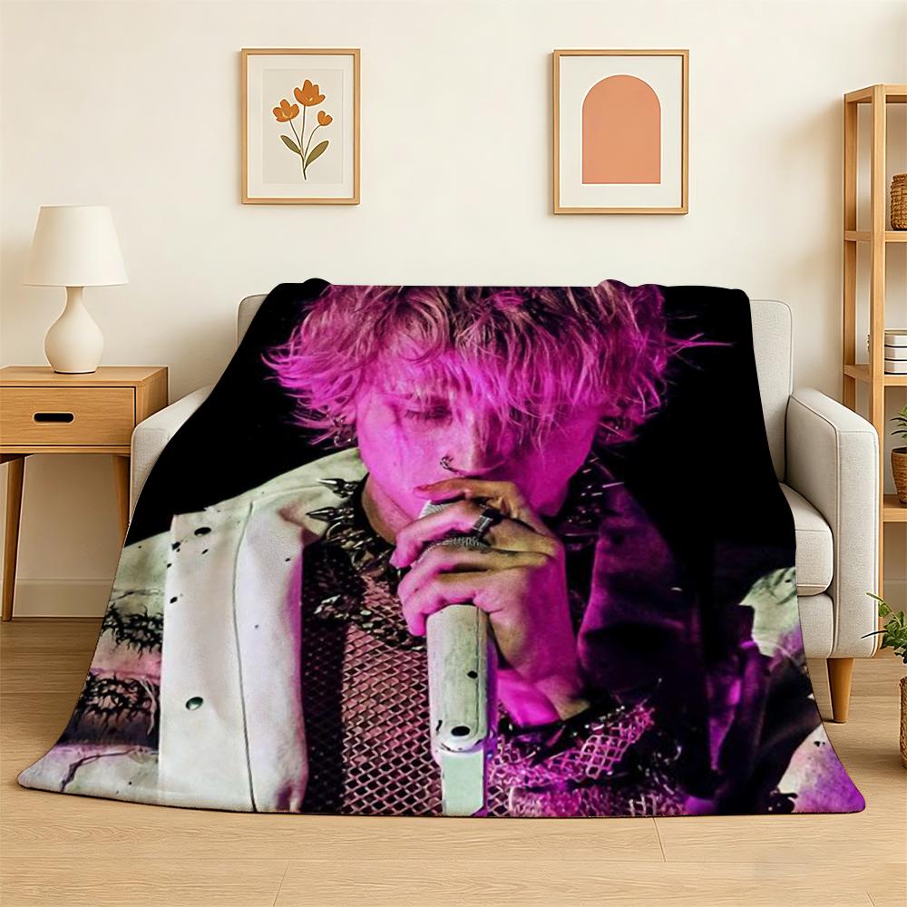 Singer Machine Gun Kelly Throw 240g Flannel Blanket Lightweight Soft Skin-friendly Summer Thin Throw Blanket 75X95CM
