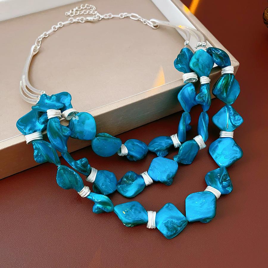 European and American color acrylic shell beaded necklace design sense collarbone chain exaggerated necklace women