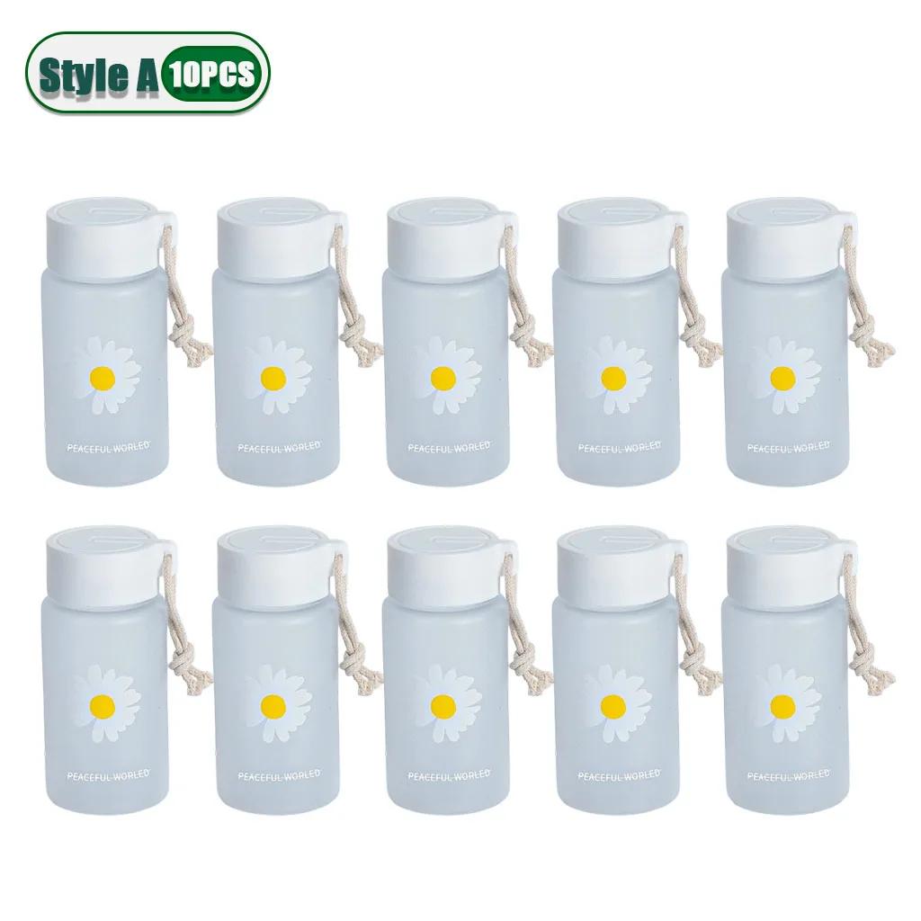 Small Daisy Frosted Plastic Mug Transparent Portable Travel Tea Cup BPA Free Cute Outdoor Girl Water Cup Children Water Bottle
