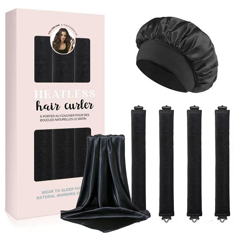 Set da 6 pezzi Alta Elasticità Raso di Seta Set di Arricciacapelli Combinazione Nessun Danno Termico Transfrontaliero Onde Grandi Cuffia per Dormire Accessori per Capelli