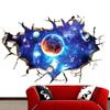 New 1Pc 3D Stereo Broken Wall Space Planet Wall Sticker Bedroom Living Room Ceiling Decoration Paste