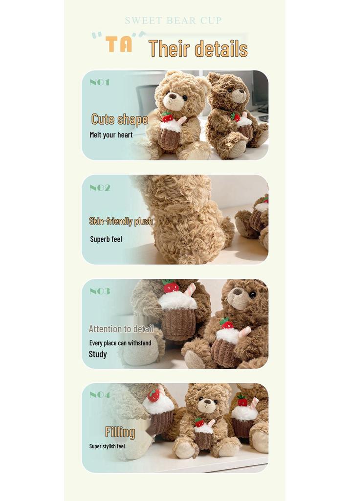 Cute Sleepy Doll Teddy Bear Holding Cake - Plush Toy Gift for Friends
