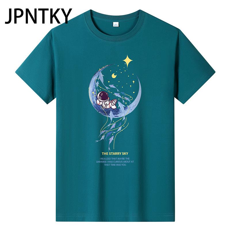 JPNTKY Cotton Short Sleeve T-shirt Men's Fashion Loose Half Sleeve Shirt Printed Compassionate Shirt