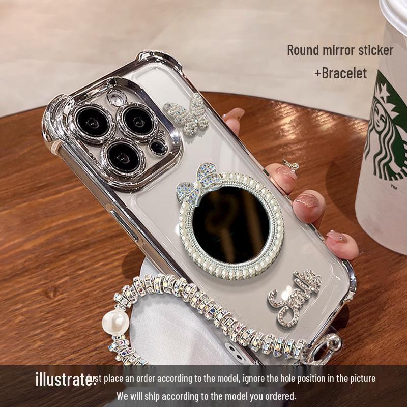 

Зеркальный чехол-браслет с гальваническим покрытием и защитой от падений для iPhone 15/16 Pro Max iPhone 17 Pro Max