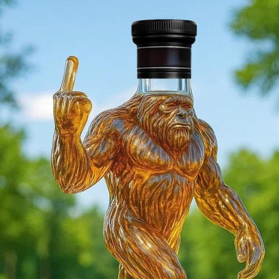 Savage Whiskey Bottle Decanter for Men Unique Wine Decanter Funny Savage Shaped Glass Quirky Gift for Sasquatch Enthusiasts