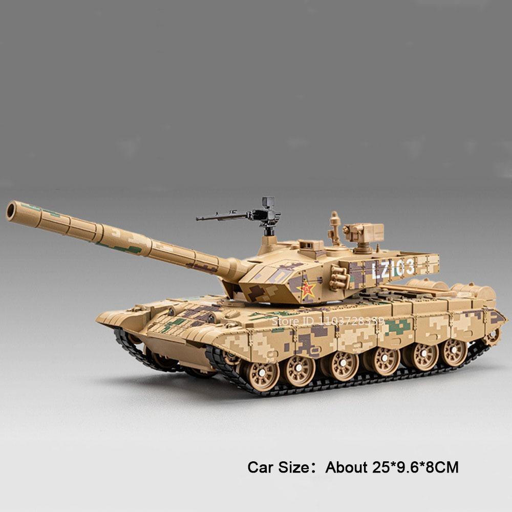 1:32 Skala Legierung ZTZ-99 T99A Panzer Modell Spielzeug Metall Druckguss Militärfahrzeuge Sound Licht Rückzieher Gummi-Ketten für Kinder Geschenke
