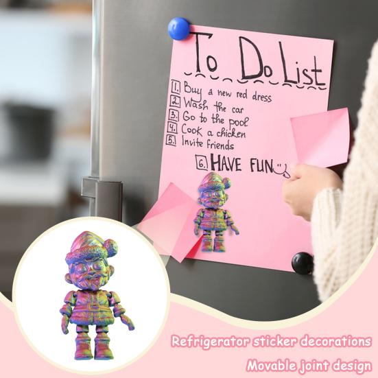 Yousheng Santa Fridge Magnet Movable Joints Christmas Ornaments 3D Printed Festive Fridge Decor Unique Party Gift
