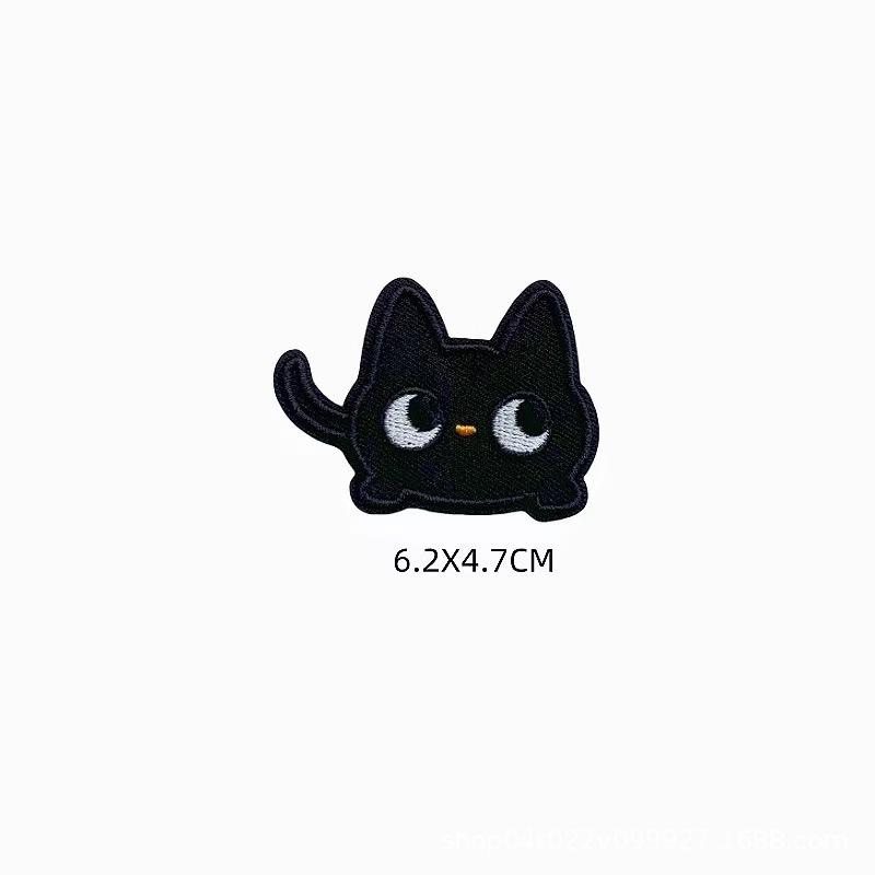1PC Little Black Cat Self-adhesive Seam-free Patch Sticker Cartoon Clothes Children's Down Jacket Holes and No Traces Repair Embroidery Cloth Sticker