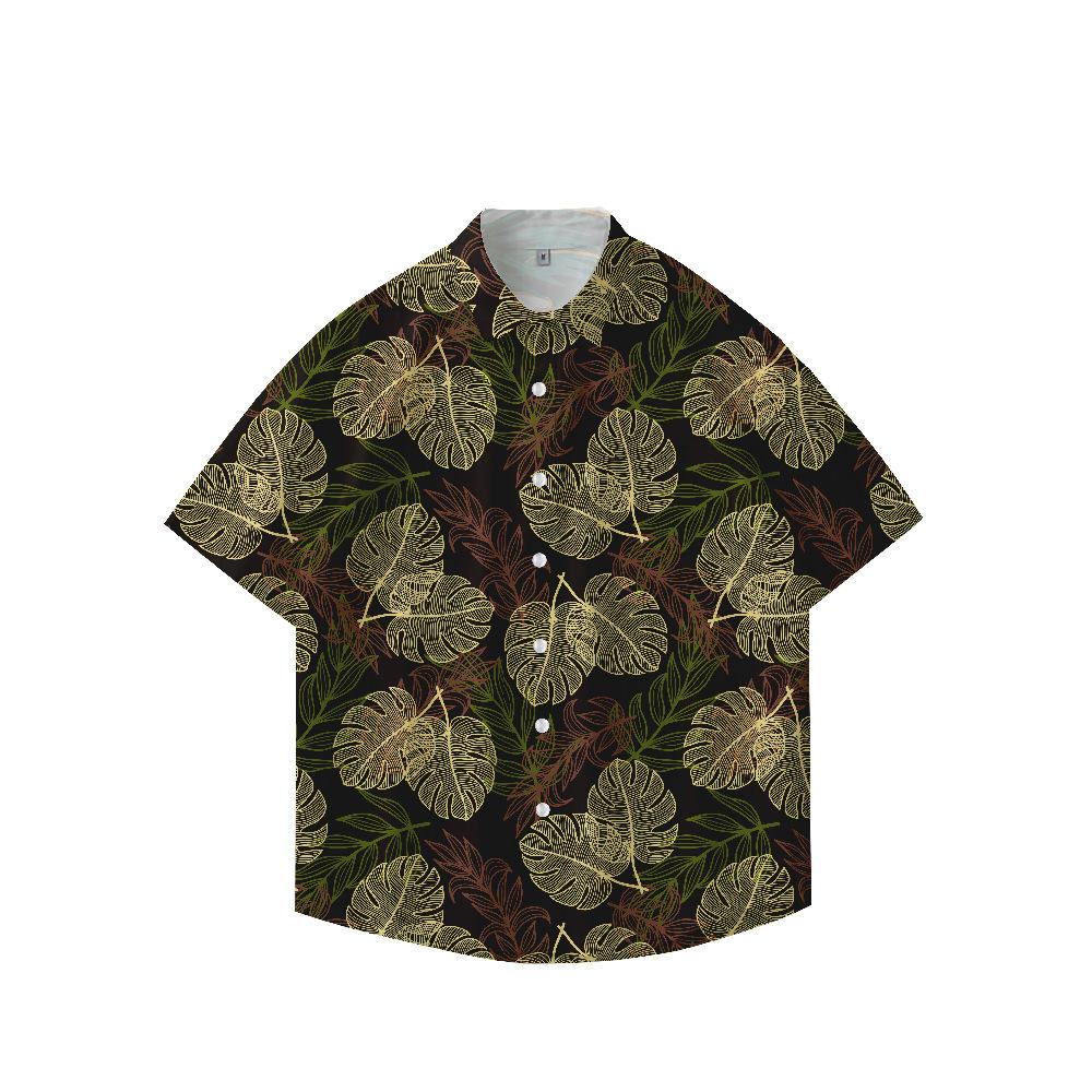 Summer 3D Printed Short Sleeve Flower Shirt Men'S Vintage Hawaiian Beach Casual Loose Men'S Large Size Shirt