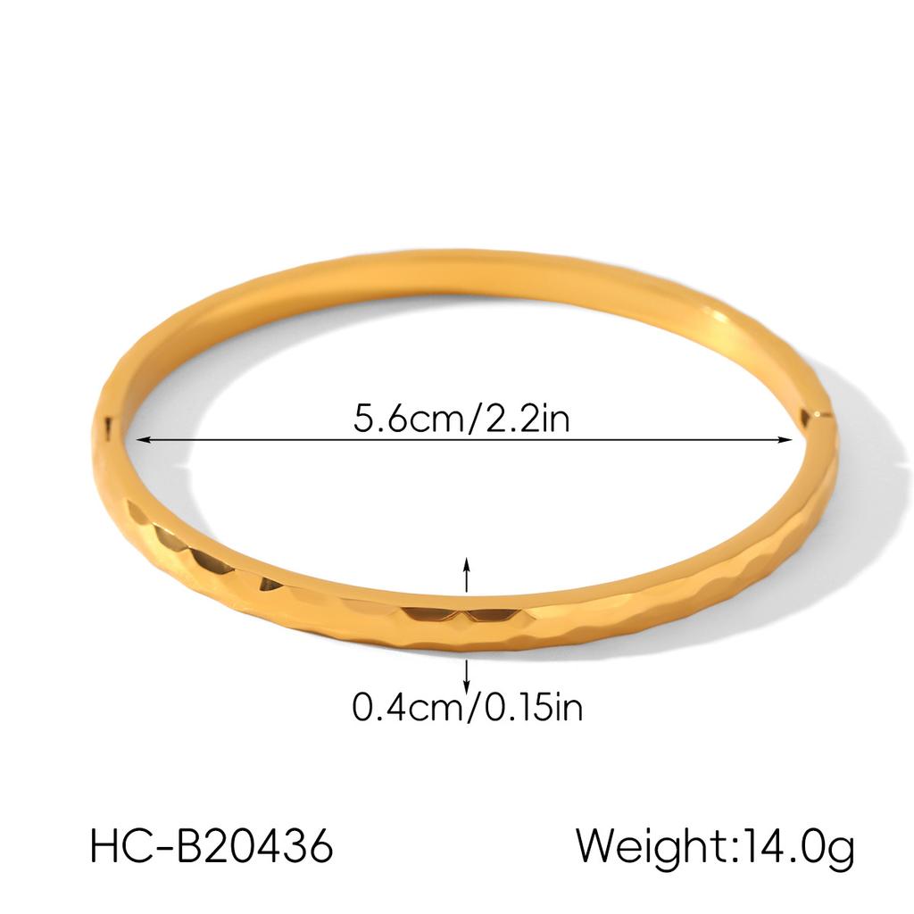 18k Gold Quilted Irregular Bangle for Women, High-end Versatile Bracelet, Titanium Steel Cuff
