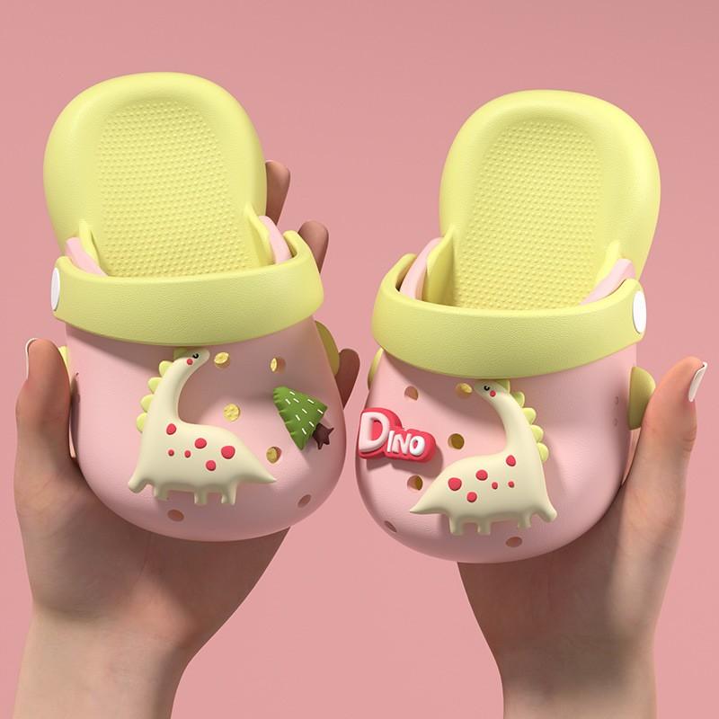Kids Cartoon Dinosaur Clog Slippers Boys Girls Toddler Indoor Outdoor Non-Slip Sandals