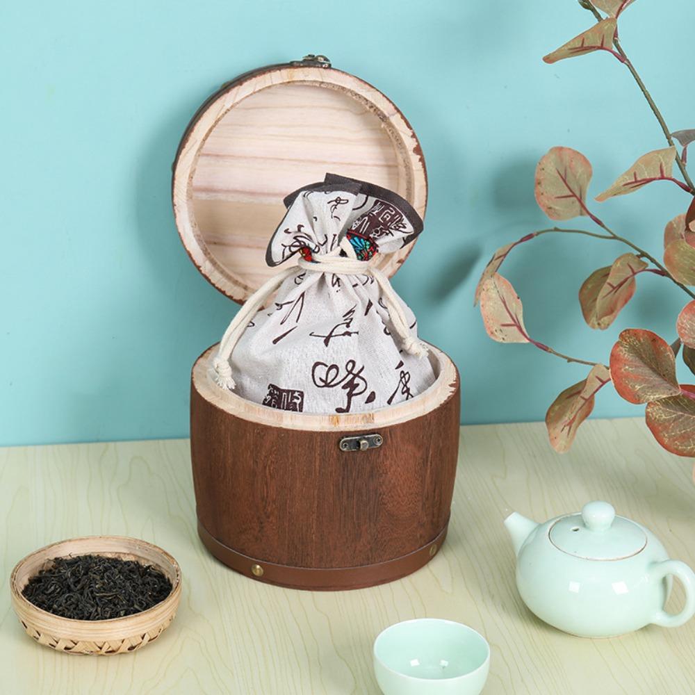 Portable Wood Barrel Canister High Quality Antique Mini Storage Box Kitchen Storage