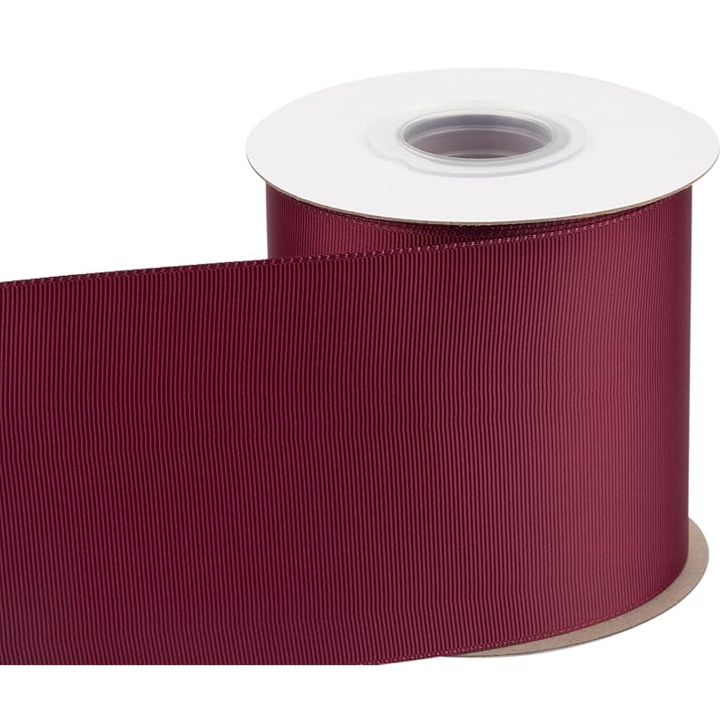 [Tekdeere]Width 100mm Solid Burgundy Grosgrain Ribbon, Perfect for Gift Wrapping, Sewing, Hair Accessories, Wedding Decorations - 22 Meters/roll