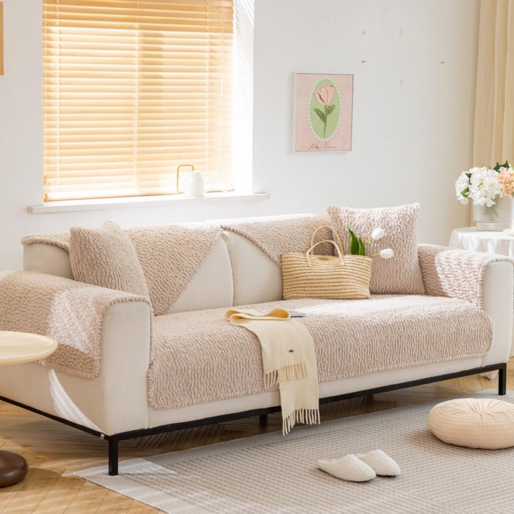 

Winter Non Slip Sofa Slipcover Thickened Fluffy Caterpillar Couch Cover Cozy Seat Pad 70*70