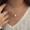 Double Layer Cat Eye Bead Necklace Fashion Minimalist Clavicle Chain Men Women